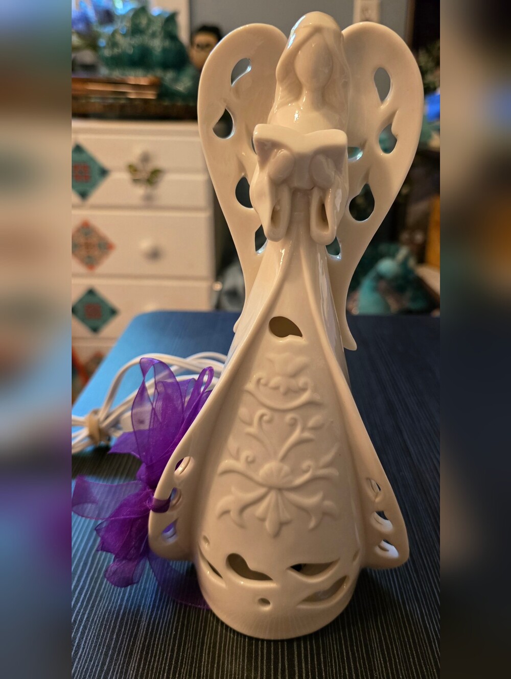 White Ceramic Angel Luminary - Home Accents